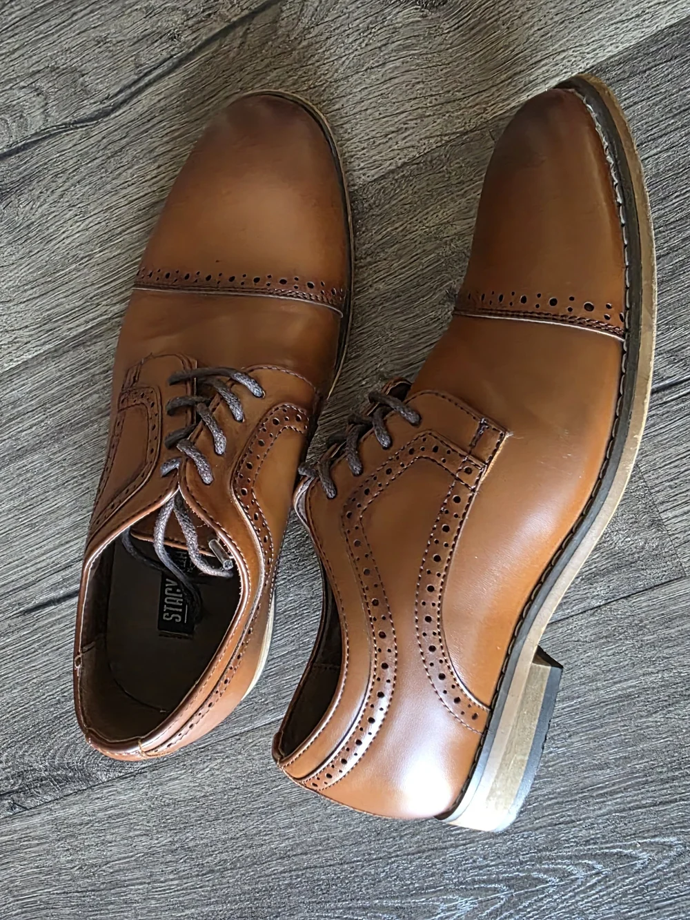 Stacy Adams Tan Leather Wingtip Oxfords